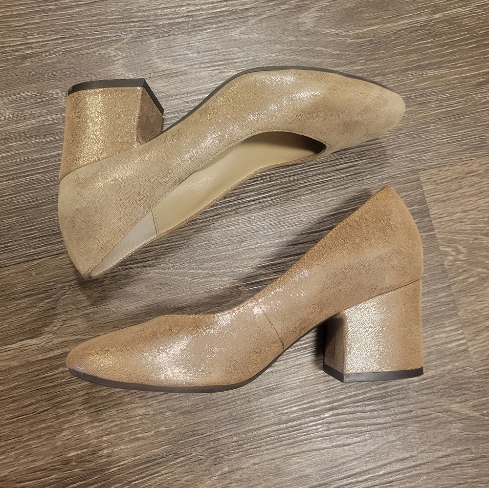 Bettye Muller gold pumps